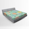 thumbnail image 1 of Ambesonne Colorful Fitted Sheet, Retro Travel Balloons, Queen Size, Blue Orange Purple, 1 of 2