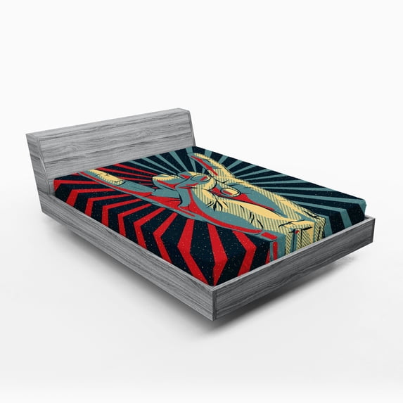 Ambesonne Colorful Fitted Sheet, Rock 'n' Roll Hand Sign, Queen Size, Multicolor