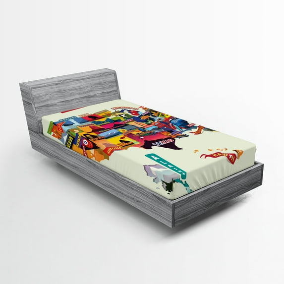 Ambesonne Colorful Fitted Sheet, Seashore Sunflowers, Twin XL Size, Multicolor