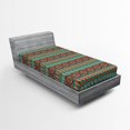 thumbnail image 1 of Ambesonne Colorful Fitted Sheet, Sign Motif, Twin Size, Coral Teal and Brown, 1 of 2