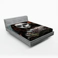 thumbnail image 1 of Ambesonne Colorful Fitted Sheet, Skull Scary, Full Size, Cadet Blue Maroon, 1 of 2