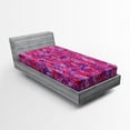 thumbnail image 1 of Ambesonne Colorful Fitted Sheet, Spring Florets Flowers, Twin XL Size, Red Purple Lavender, 1 of 2
