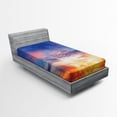 thumbnail image 1 of Ambesonne Colorful Fitted Sheet, Sunset Cloudscape Sky, Twin XL Size, Orange Blue, 1 of 2