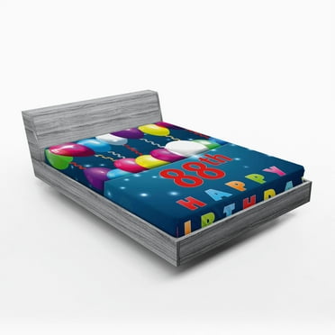 Ambesonne Colorful Fitted Sheet, Surprise Balloon, Queen Size, Multicolor