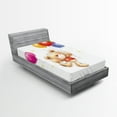 thumbnail image 1 of Ambesonne Colorful Fitted Sheet, Teddy Bear with Baloon, Twin Size, Multicolor, 1 of 2