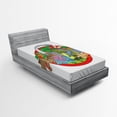 thumbnail image 1 of Ambesonne Colorful Fitted Sheet, Tropical Plants Leaves, Twin Size, Multicolor, 1 of 2