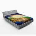 thumbnail image 1 of Ambesonne Colorful Fitted Sheet, View of Sunrise Planet, Queen Size, Multicolor, 1 of 2