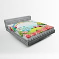 thumbnail image 1 of Ambesonne Colorful Fitted Sheet, Village Hill Circus, Full Size, Multicolor, 1 of 2