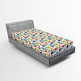 thumbnail image 1 of Ambesonne Colorful Fitted Sheet, Wild Dinosaur Cartoon, Twin Size, Multicolor, 1 of 3