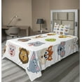thumbnail image 1 of Ambesonne Colorful Fitted & Top Sheet Set with Sham, Comic Koala Fox Faces, Multi, 1 of 4