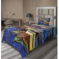 thumbnail image 1 of Ambesonne Colorful Fitted & Top Sheet Set with Sham, Shore at Warm Sunset, Multicolor, 1 of 4