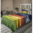 thumbnail image 1 of Ambesonne Colorful Fitted & Top Sheet Set with Sham, Sunset Modern View, Multicolor, 1 of 4