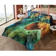 thumbnail image 1 of Ambesonne Colorful Fitted & Top Sheet Set with Shams, Mythical Phoenix Birth, Multicolor, 1 of 5