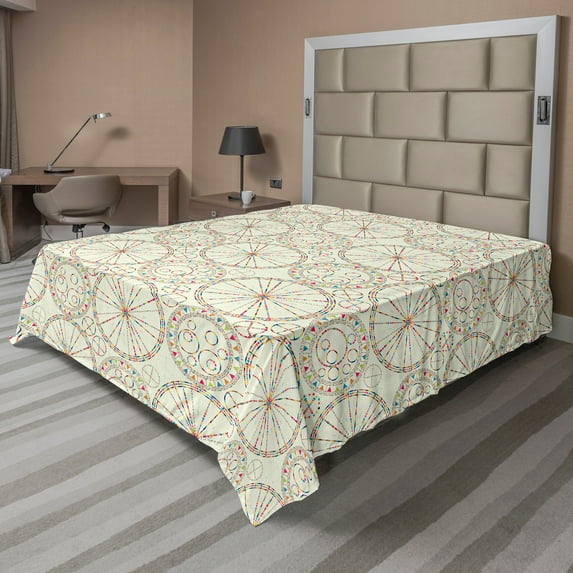 Ambesonne Colorful Flat Sheet, Abstract Carnival, Queen Size, Multicolor