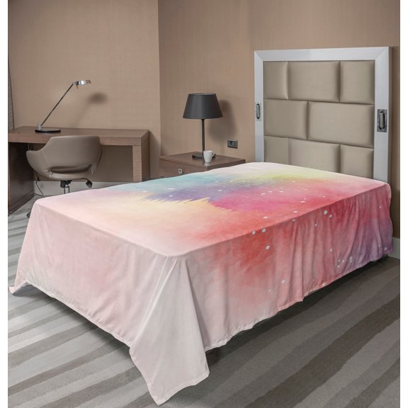 Ambesonne Colorful Flat Sheet, Abstract Digital Paint, TwinXL Size, Multicolor