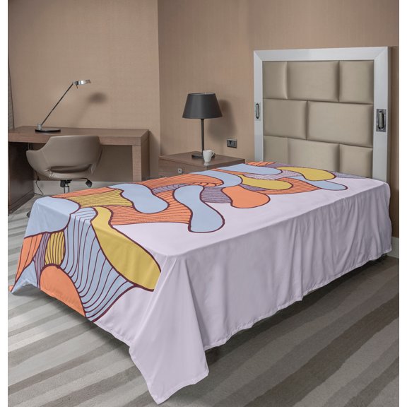 Ambesonne Colorful Flat Sheet, Abstract Doodle Season, TwinXL Size, Multicolor