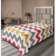 thumbnail image 1 of Ambesonne Colorful Flat Sheet, Abstract Retro Chevron, Twin Size, Grey Marigold Red, 1 of 1