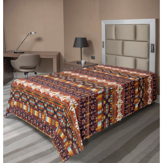 Ambesonne Colorful Flat Sheet, Aztec Style Arrow, TwinXL Size, Multicolor