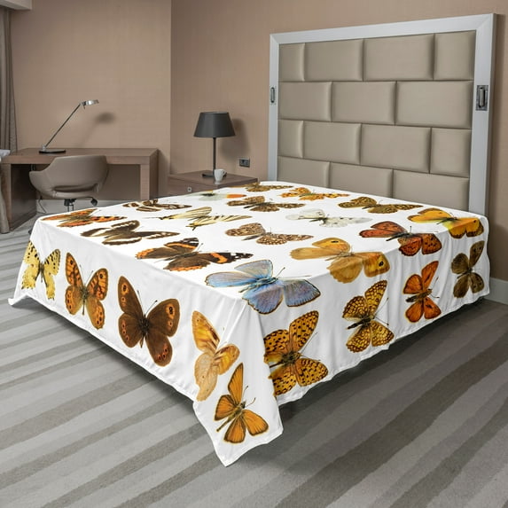 Ambesonne Colorful Flat Sheet, Butterfly Miracle Wing, Full Size, Multicolor