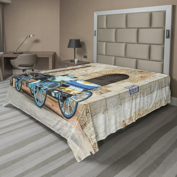 Ambesonne Colorful Flat Sheet, Carriage at Santo Domingo, King Size, Multicolor