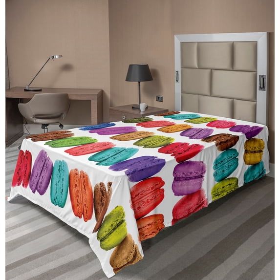 Ambesonne Colorful Flat Sheet, Coffee Shop Cookies, Twin Size, Multicolor