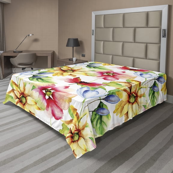 Ambesonne Colorful Flat Sheet, Country Art, Full Size, Multicolor