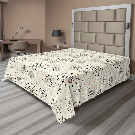 Ambesonne Colorful Flat Sheet, Dotted Wheel Like Circles, California King, Multicolor