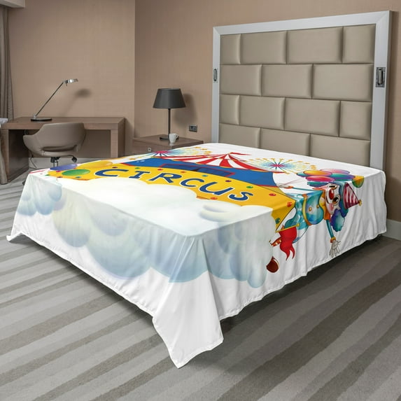 Ambesonne Colorful Flat Sheet, Entertainer Comedian, California King, Multicolor