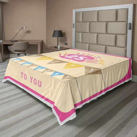 Ambesonne Colorful Flat Sheet, Flags Pink Frame, King Size, Multicolor