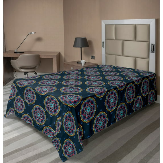 Ambesonne Colorful Flat Sheet, Folaige Leaves, Twin Size, Multicolor