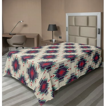 Ambesonne Colorful Flat Sheet, Folk Mystic, TwinXL Size, Multicolor