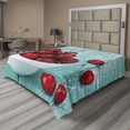 thumbnail image 1 of Ambesonne Colorful Flat Sheet, Fresh Cherries in Bowl, Full Size, Seafoam Ruby and Pearl, 1 of 1