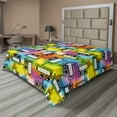 thumbnail image 1 of Ambesonne Colorful Flat Sheet, Fun Characters Pattern, King Size, Multicolor, 1 of 1