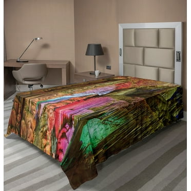 Ambesonne Colorful Flat Sheet, Geologic Cistern Rain, TwinXL Size, Multicolor