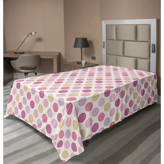 Ambesonne Colorful Flat Sheet, Geometric Dots Circles, Twin Size, Multicolor