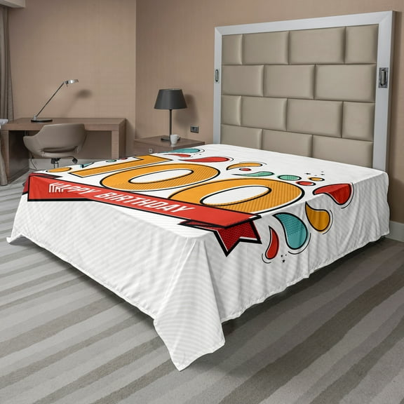 Ambesonne Colorful Flat Sheet, Growing Old Image, King Size, Multicolor