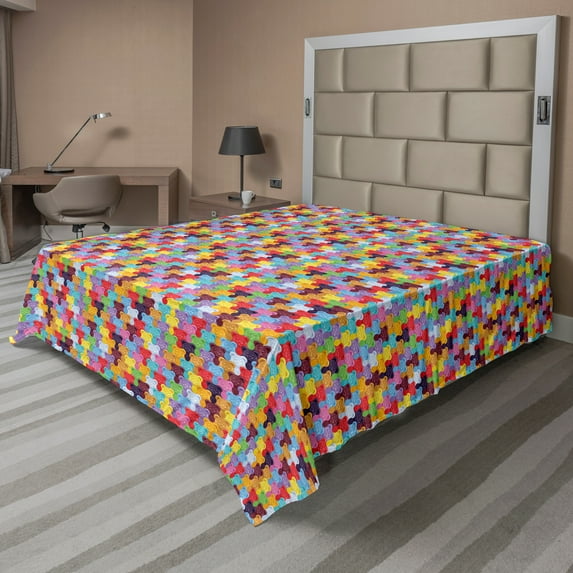 Ambesonne Colorful Flat Sheet, Gummy Bears Tile, Full Size, Multicolor