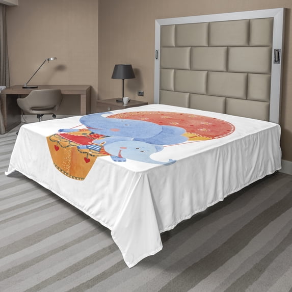 Ambesonne Colorful Flat Sheet, Hot Air Balloon, King Size, Multicolor