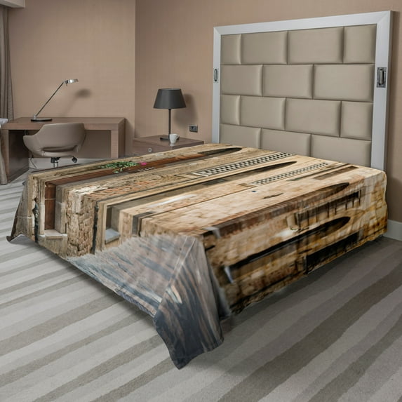 Ambesonne Colorful Flat Sheet, Italian Houses, King Size, Multicolor