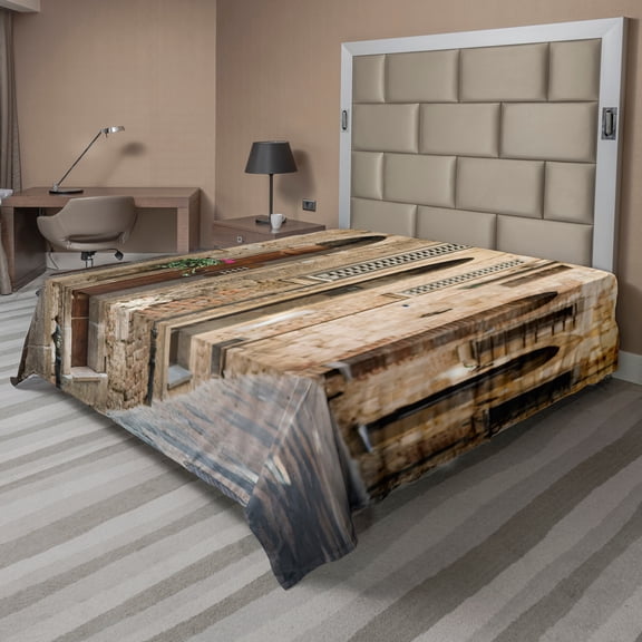 Ambesonne Colorful Flat Sheet, Italian Houses, Queen Size, Multicolor