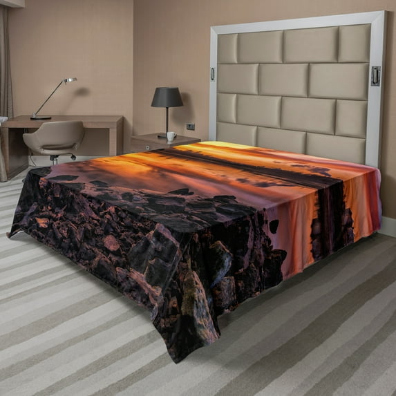 Ambesonne Colorful Flat Sheet, Kansas City Scenery, Queen Size, Multicolor