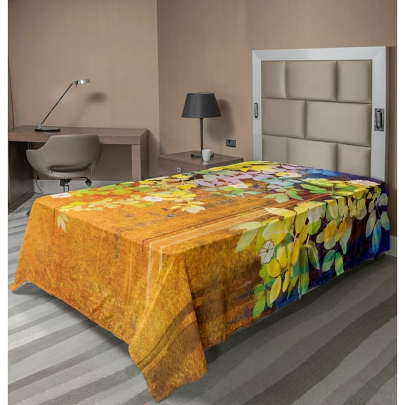 Ambesonne Colorful Flat Sheet, Misty Backdrop, Twin Size, Multicolor