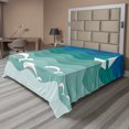 thumbnail image 1 of Ambesonne Colorful Flat Sheet, Nautical Paper Boat, Full Size, Blue Sea Green White, 1 of 1