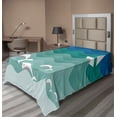 thumbnail image 1 of Ambesonne Colorful Flat Sheet, Nautical Paper Boat, TwinXL Size, Blue Sea Green White, 1 of 1