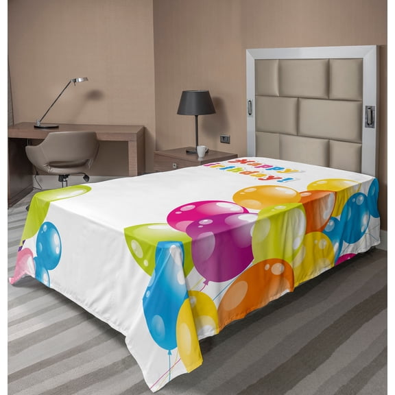 Ambesonne Colorful Flat Sheet, Occasion Surprise Joy, Twin Size, Multicolor