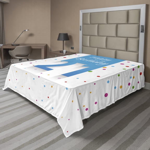 Ambesonne Colorful Flat Sheet, Party Birthday Words, California King, Multicolor