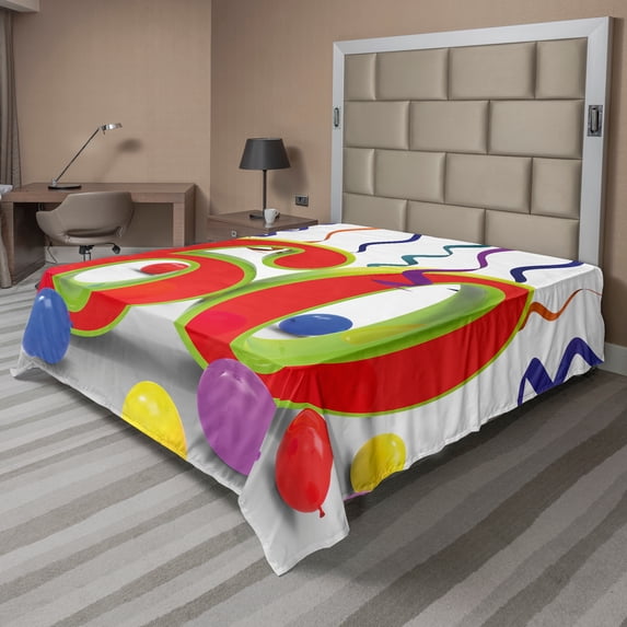 Ambesonne Colorful Flat Sheet, Party Swirls, Full Size, Multicolor