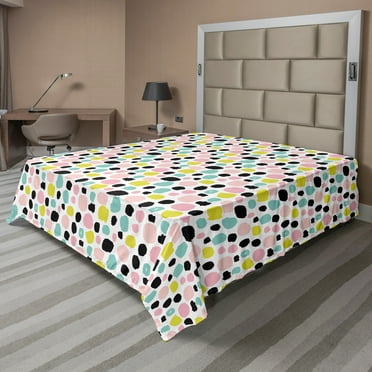 Ambesonne Colorful Flat Sheet, Pastel Brush Strokes, King Size, Multicolor
