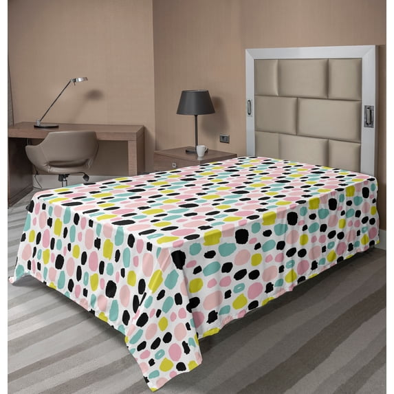 Ambesonne Colorful Flat Sheet, Pastel Brush Strokes, Twin Size, Multicolor