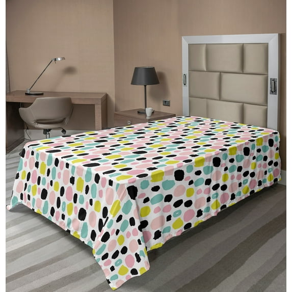 Ambesonne Colorful Flat Sheet, Pastel Brush Strokes, TwinXL Size, Multicolor